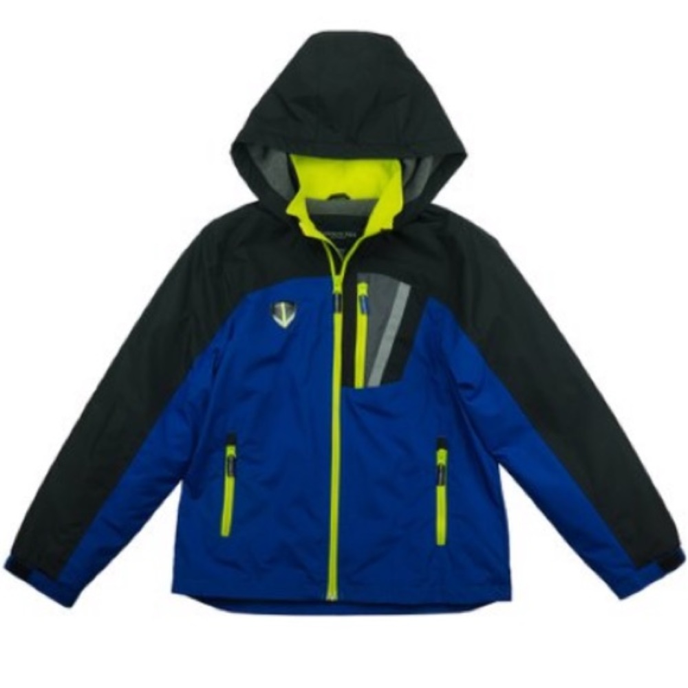 London Fog Blue & Neon Yellow Puffer Coat